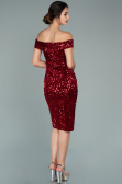Partykleid Kurz Pailletten-Samt Rot ABK1130