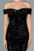 Partykleid Kurz Pailletten-Samt Schwarz ABK1130