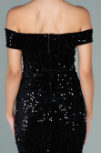Partykleid Kurz Pailletten-Samt Schwarz ABK1130