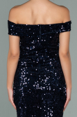 Partykleid Kurz Pailletten-Samt Marineblau ABK1130
