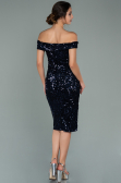 Partykleid Kurz Pailletten-Samt Marineblau ABK1130