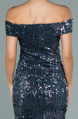 Partykleid Kurz Pailletten-Samt Indigo ABK1130