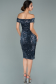 Partykleid Kurz Pailletten-Samt Indigo ABK1130