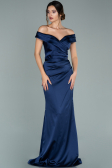 Abendkleid Lang Satin Marineblau ABU1943