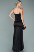 Abschlusskleid Lang Satin Schwarz ABU1938