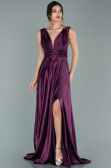 Abendkleid Lang Satin Pflaume ABU1737