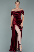 Abendkleid Lang Samt Weinrot ABU1990
