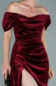 Abendkleid Lang Samt Weinrot ABU1990