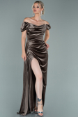 Cappuccino Abendkleid Samt Lang ABU1990
