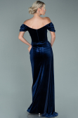 Abendkleid Lang Samt Marineblau ABU1990