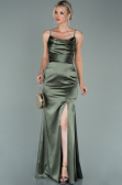 Khaki Abschlusskleid Satin Lang ABU1938