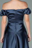 Anthrazit Abendkleid Satin Lang ABU1840