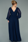 Kleider in Großen Größen Lang Chiffon Marineblau ABU1988