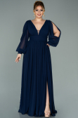 Kleider in Großen Größen Lang Chiffon Marineblau ABU1988