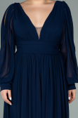 Kleider in Großen Größen Lang Chiffon Marineblau ABU1988
