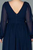 Kleider in Großen Größen Lang Chiffon Marineblau ABU1988