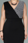 Abendgarderobe in Großen Größen Lang Schwarz-Silber ABU1482