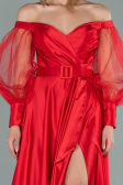 Abendkleid Lang Satin Rot ABU2025