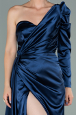 Abendkleid Lang Satin Marineblau ABU2038