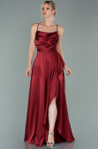 Weinrot Abendkleid Satin Lang ABU1843