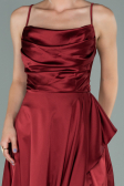 Weinrot Abendkleid Satin Lang ABU1843