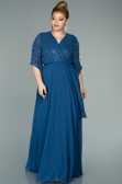 Abendgarderobe in Großen Größen Lang Chiffon Indigo ABU2071