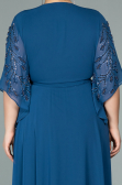 Abendgarderobe in Großen Größen Lang Chiffon Indigo ABU2071