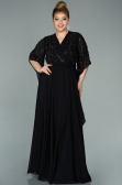 Abendgarderobe in Großen Größen Lang Chiffon Schwarz ABU2071