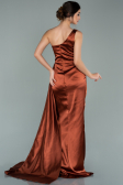 Zimtfarben Abendkleid Satin Lang ABU2028