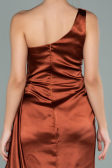 Zimtfarben Abendkleid Satin Lang ABU2028