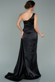 Schwarz Abendkleid Satin Lang ABU2028