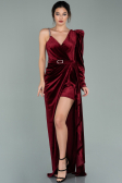 Abendkleid Lang Samt Weinrot ABU2074