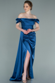 Grau-Indigo Verlobungskleid Satin Lang ABU1606