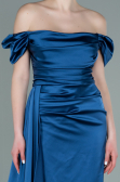 Grau-Indigo Verlobungskleid Satin Lang ABU1606