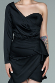 Partykleid Kurz Satin Schwarz ABK1309