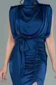 Azurblau Abendkleid Satin Lang ABU2133