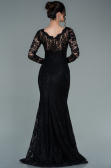 Abendkleid Lang Guipure Spitze Schwarz ABU1571