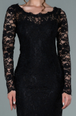 Abendkleid Lang Guipure Spitze Schwarz ABU1571