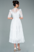 Abendkleid Midi Spitze Weiß ABK1388