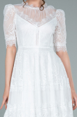 Abendkleid Midi Spitze Weiß ABK1388