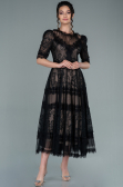 Abendkleid Midi Spitze Schwarz ABK1388