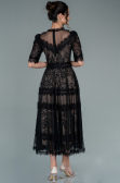 Abendkleid Midi Spitze Schwarz ABK1388