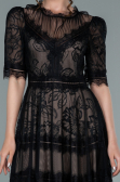 Abendkleid Midi Spitze Schwarz ABK1388