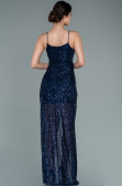 Marineblau Abschlusskleid Schuppig Lang ABU1880