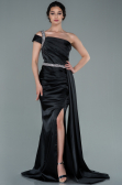 Abendkleid Lang Satin Schwarz ABU2363