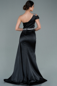 Abendkleid Lang Satin Schwarz ABU2363
