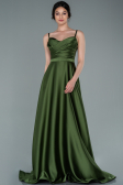 Khaki Abendkleid Satin Lang ABU1601