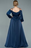 Kleider in Großen Größen Lang Satin Marineblau ABU2358