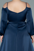 Kleider in Großen Größen Lang Satin Marineblau ABU2358