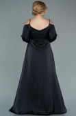 Kleider in Großen Größen Lang Satin Schwarz ABU2358